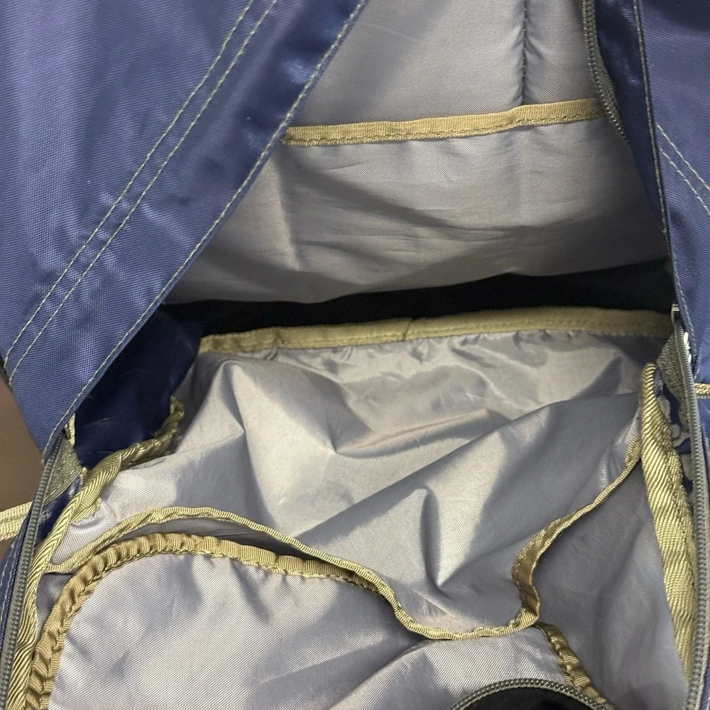 Y2K L.L. Bean Backpack Dinosaur Travel Book Gym Reflective Embroidered Blue Rare